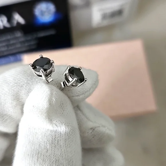 Moissanite Black Earrings - Picture 2 of 5
